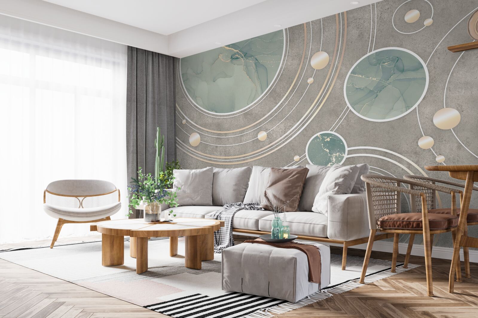 Papier peint cercles abstraits cosmiques