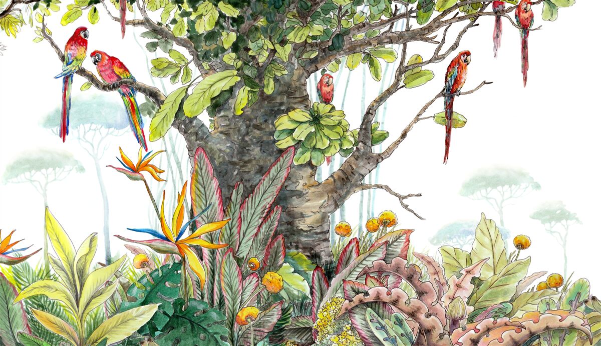 Papier peint arbre ancien dans la verdure