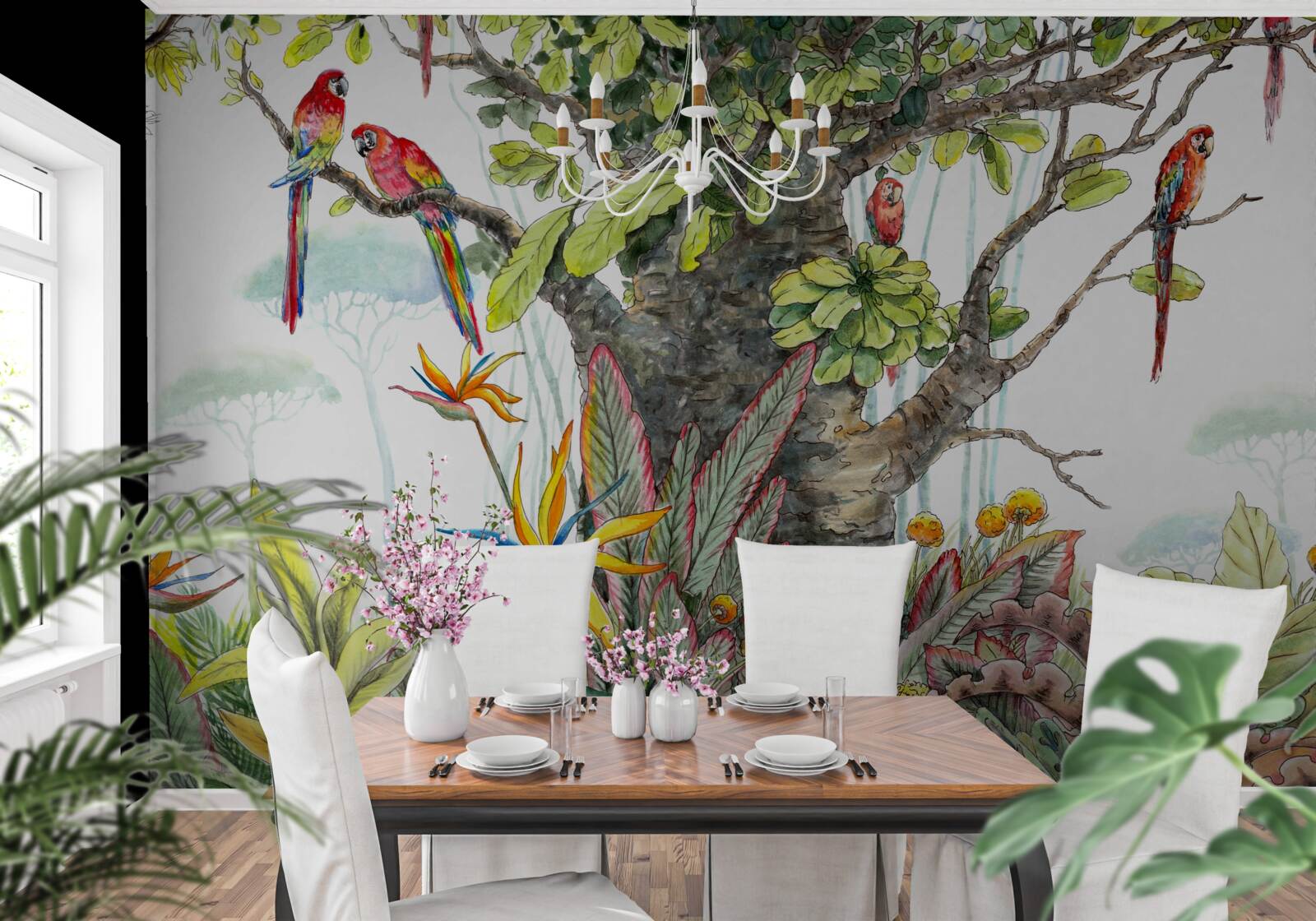 Papier peint arbre ancien dans la verdure