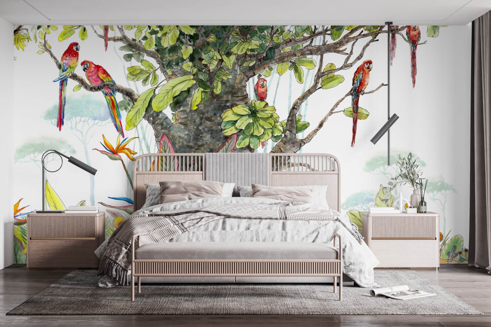 Papier peint arbre ancien dans la verdure