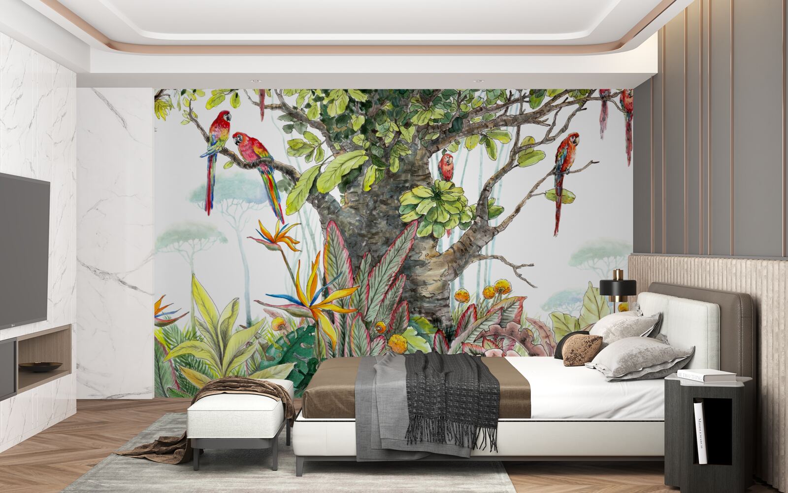 Papier peint arbre ancien dans la verdure