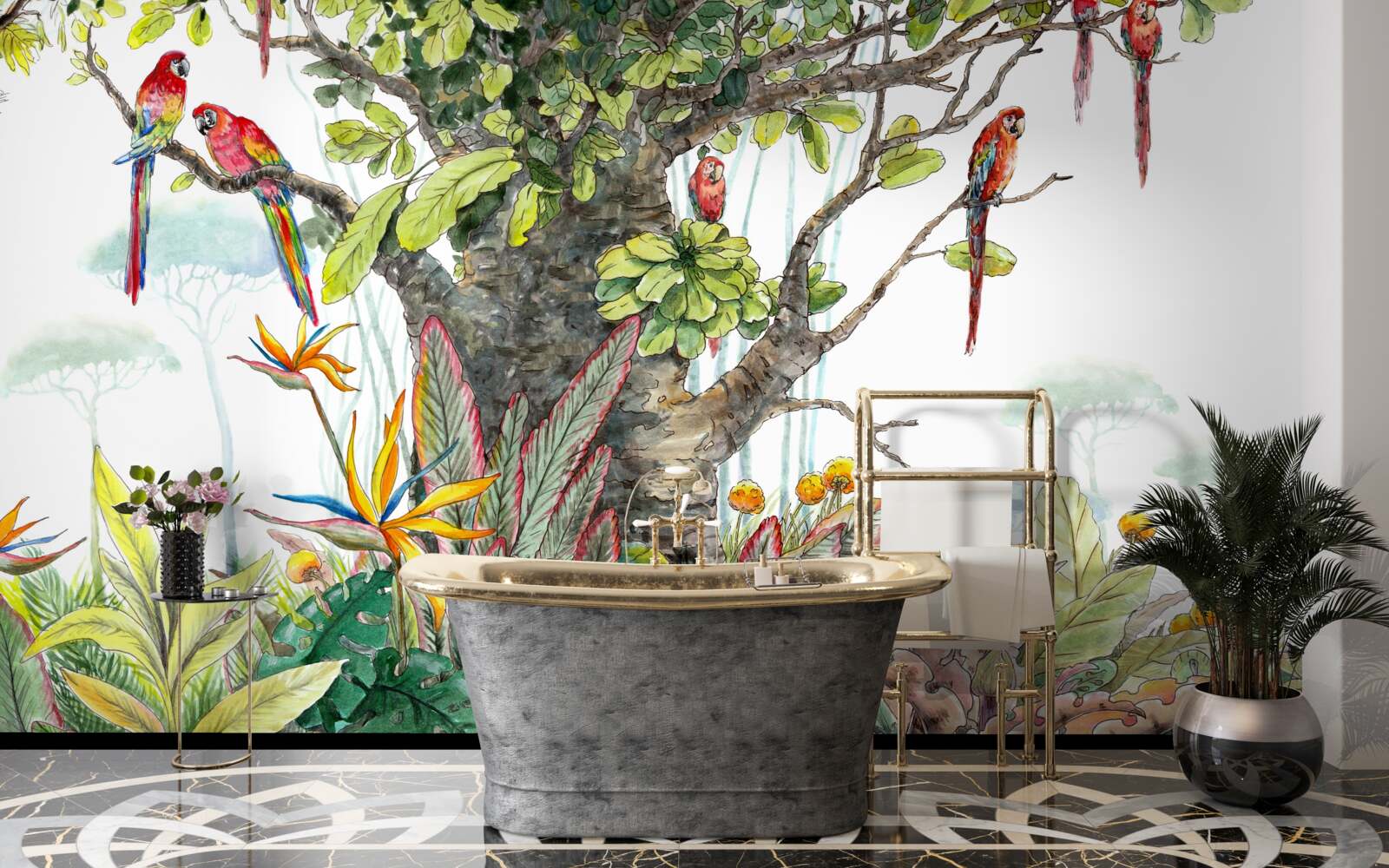 Papier peint arbre ancien dans la verdure