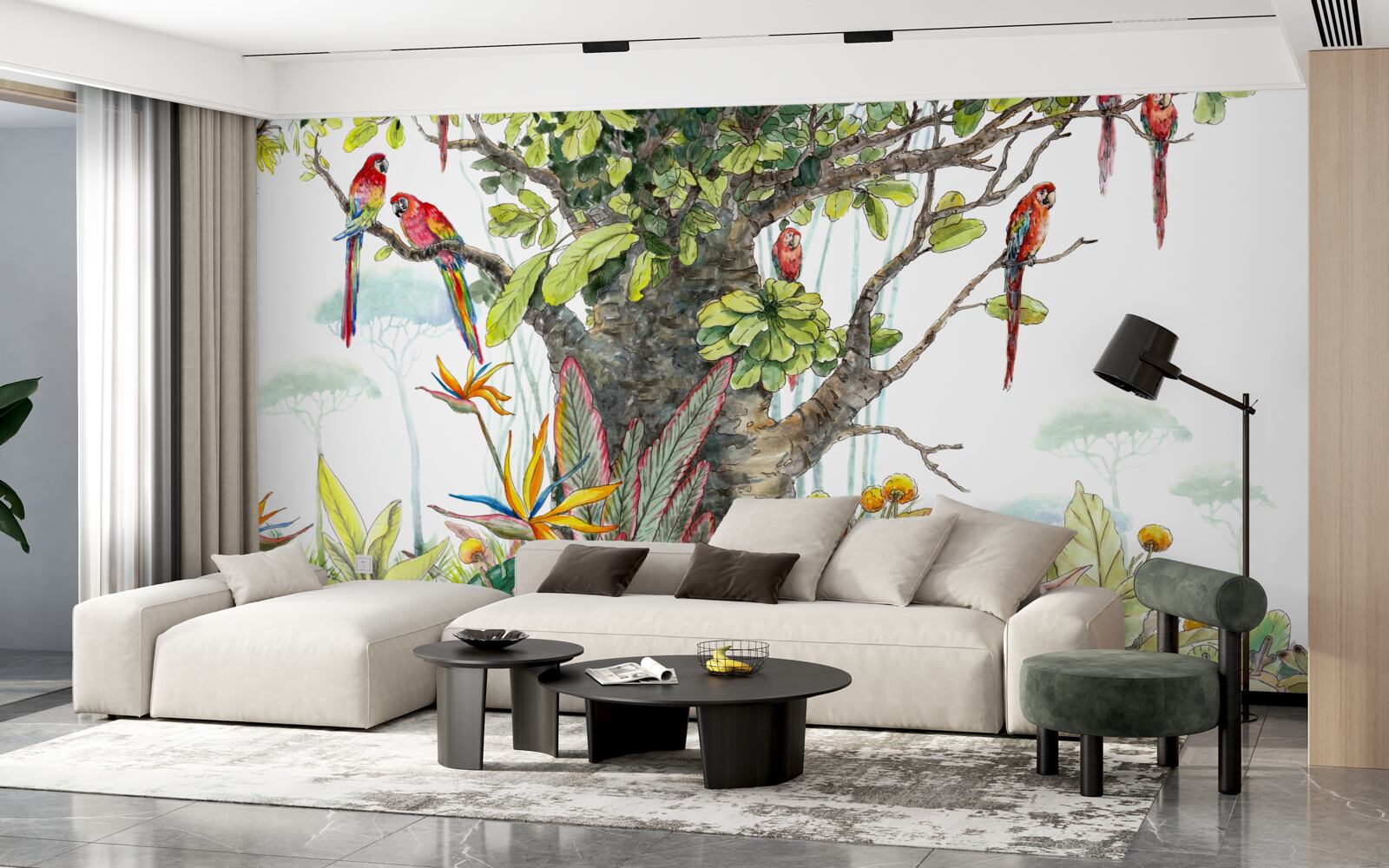 Papier peint arbre ancien dans la verdure