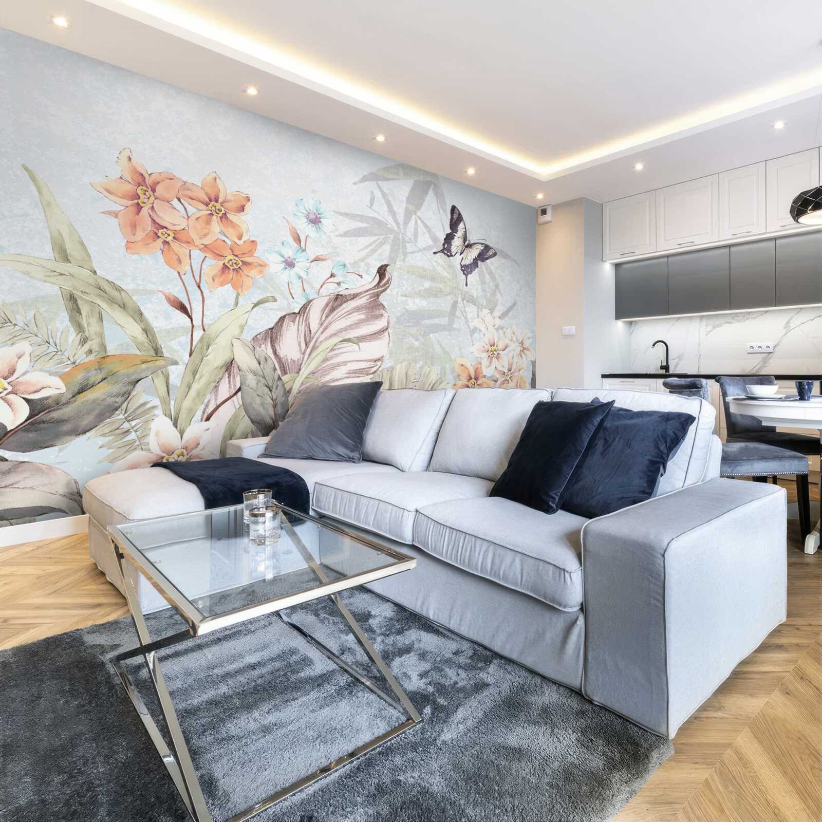 Papier peint fleurs de la jungle sur l'eau