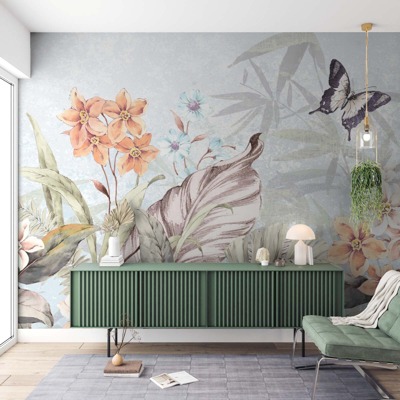 Papier peint fleurs de la jungle sur l'eau