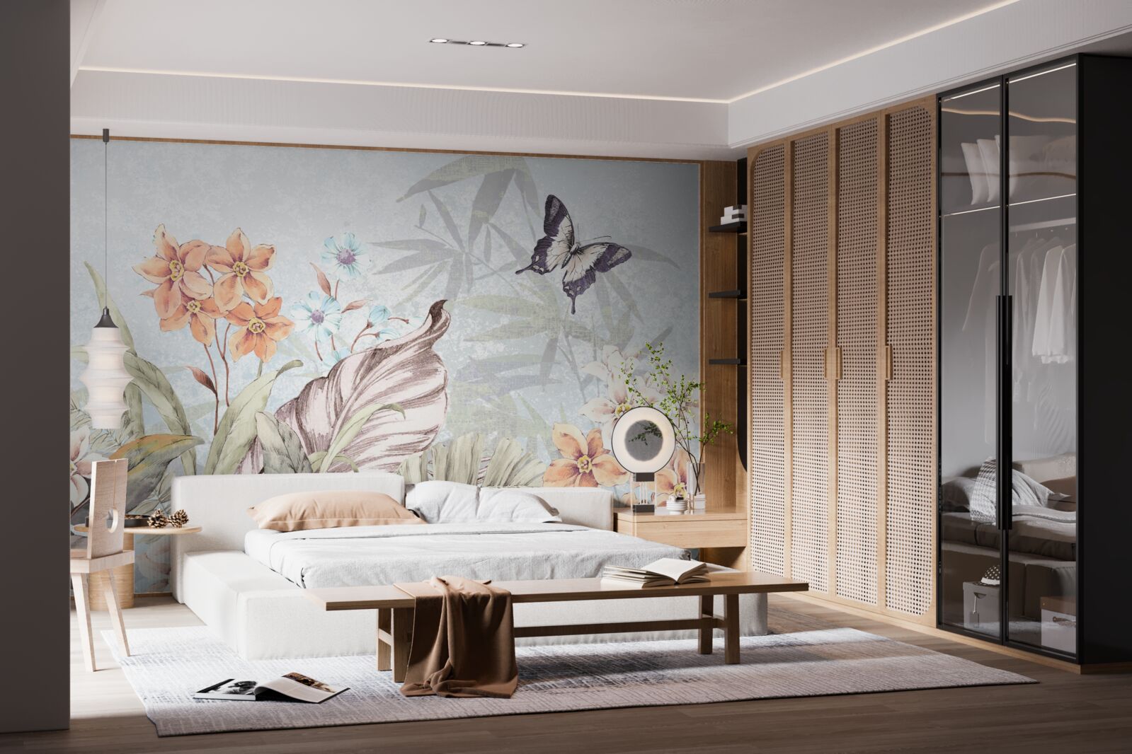 Papier peint fleurs de la jungle sur l'eau