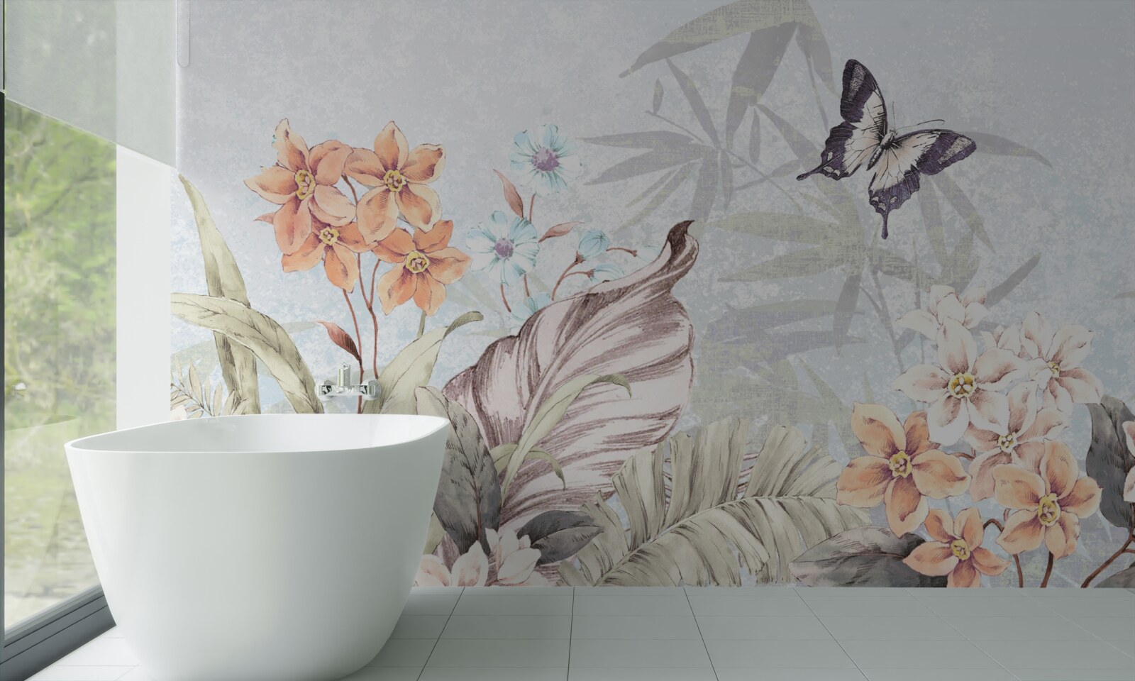 Papier peint fleurs de la jungle sur l'eau