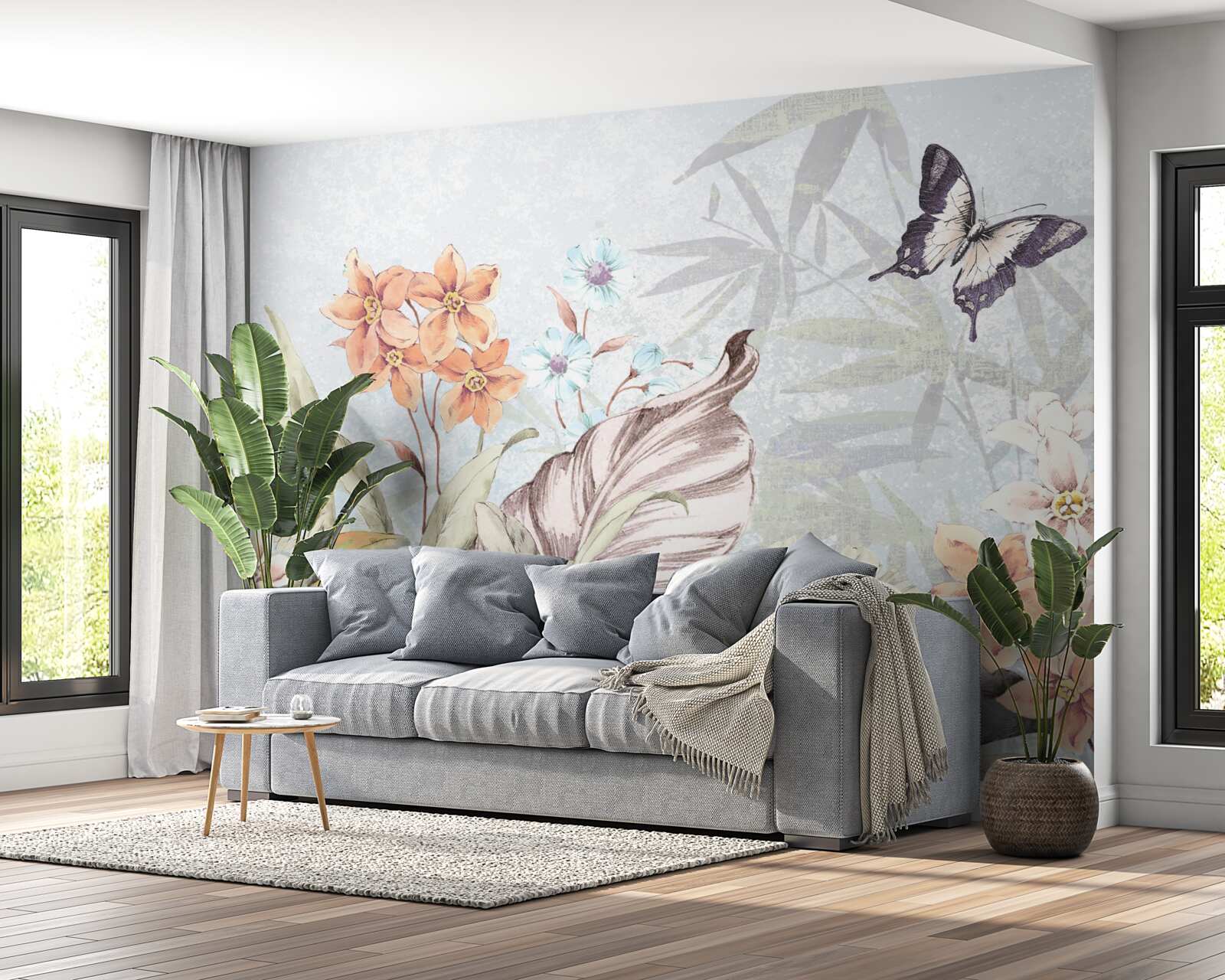 Papier peint fleurs de la jungle sur l'eau