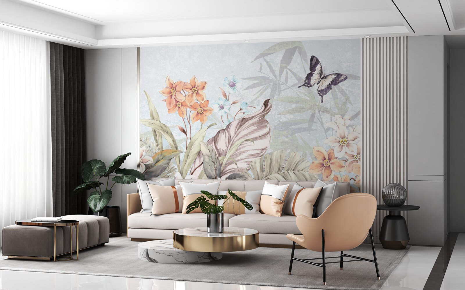 Papier peint fleurs de la jungle sur l'eau