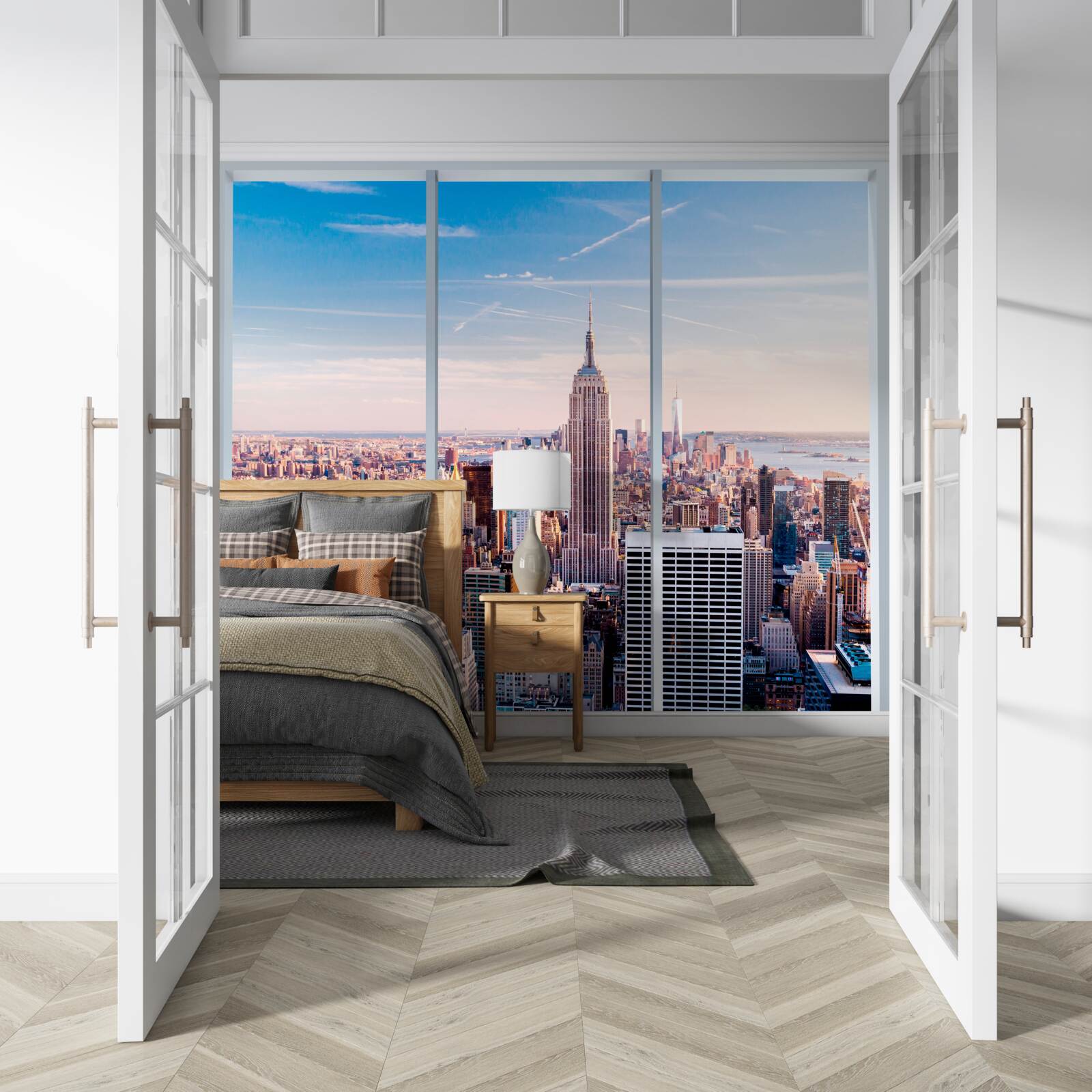 Papier peint vue de la métropole depuis la fenêtre