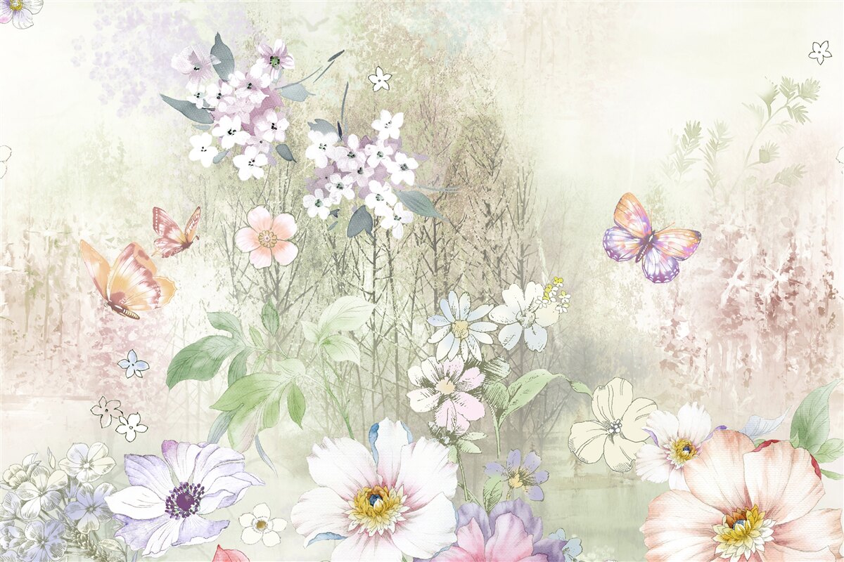 Papier peint assortiment de fleurs de prairie