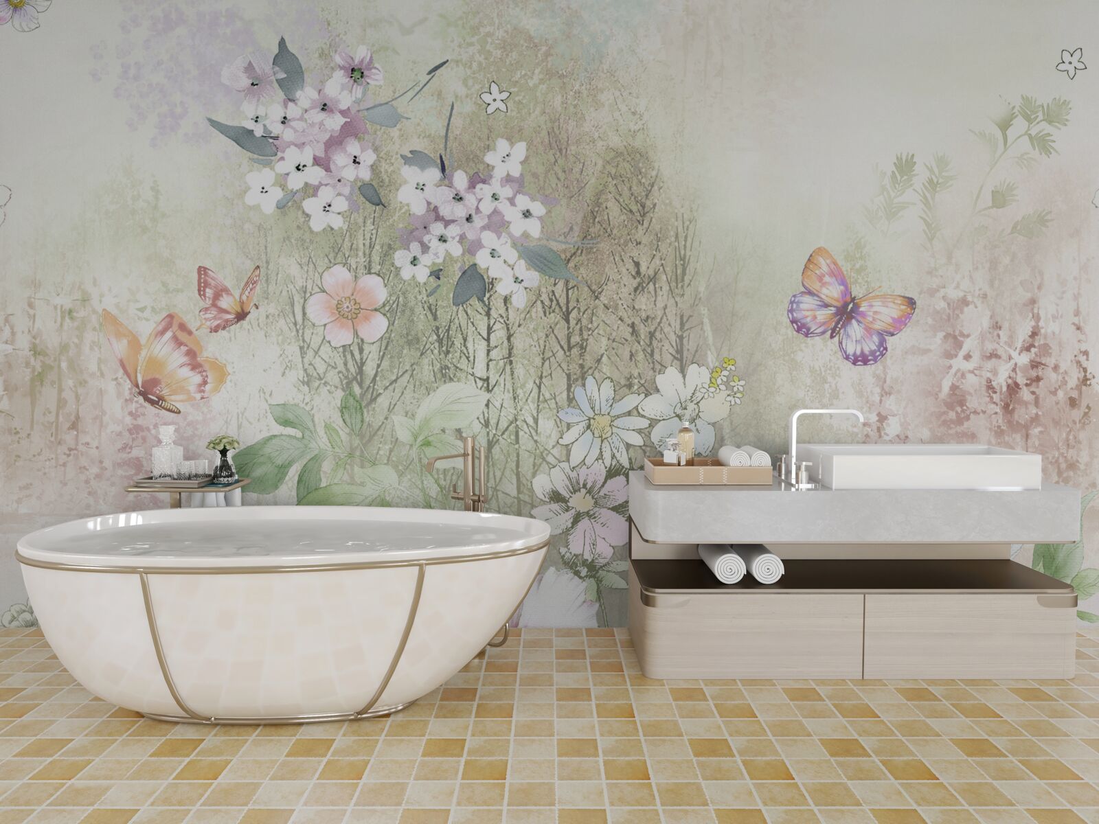 Papier peint assortiment de fleurs de prairie