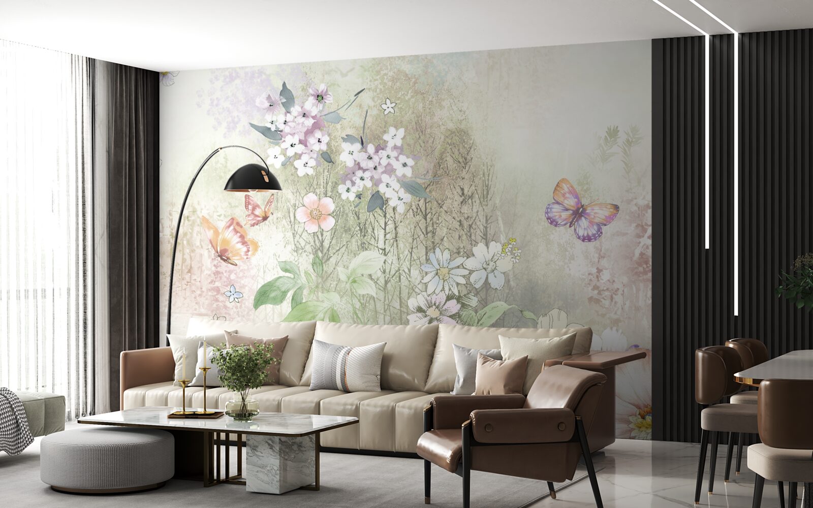 Papier peint assortiment de fleurs de prairie