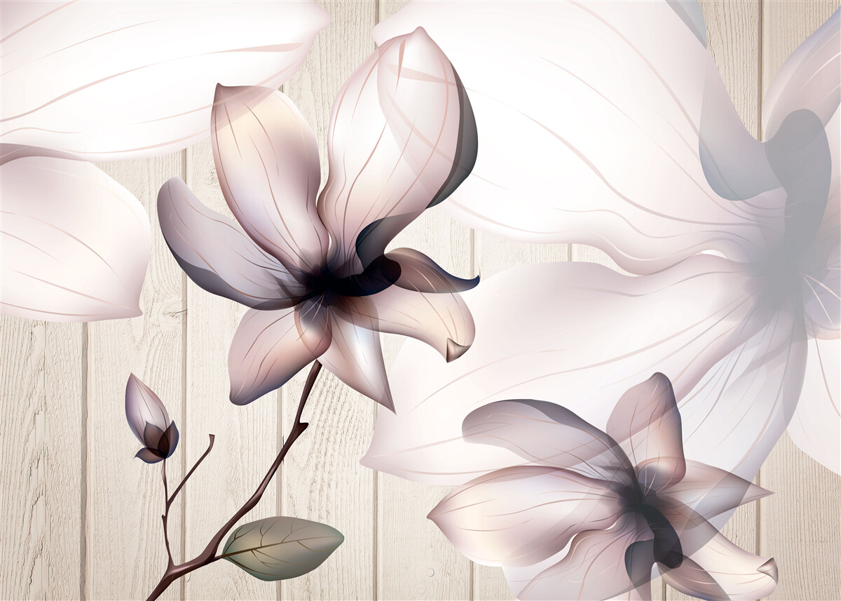 Papier peint grandes fleurs lumineuses sur un arbre