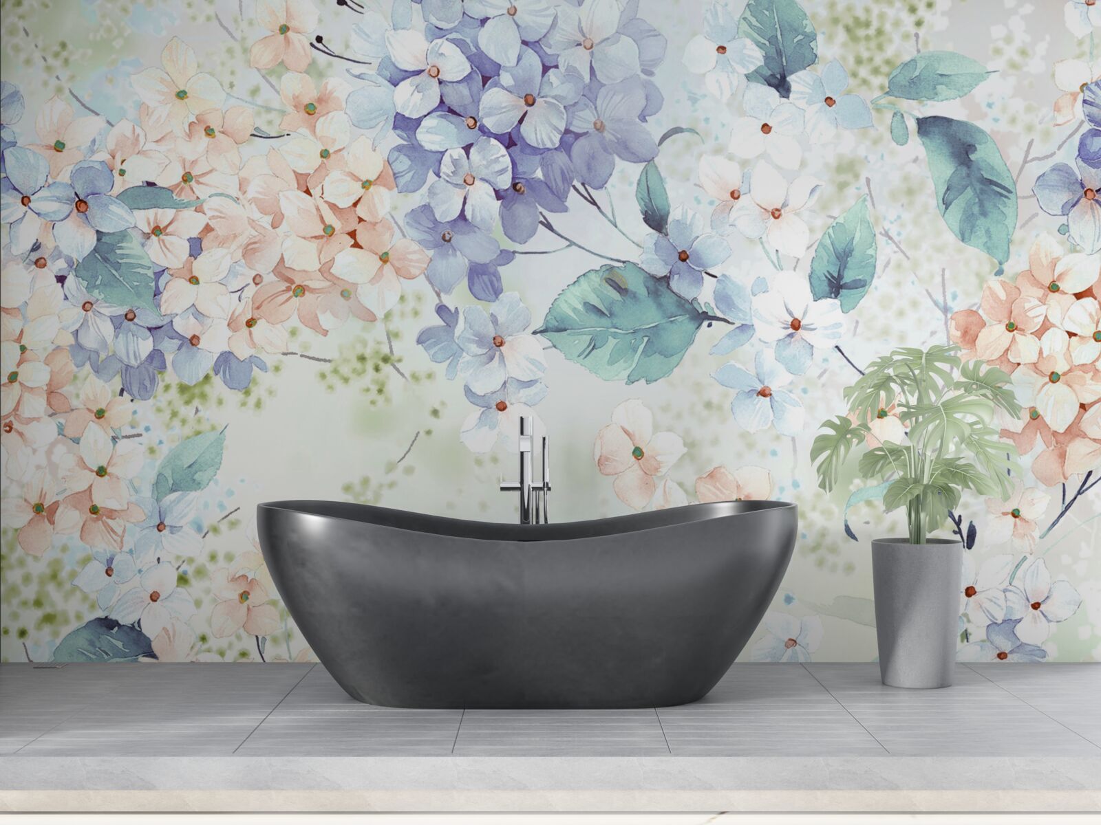 Papier peint les fleurs d'hortensia s'épanouissent avec éclat au printemps