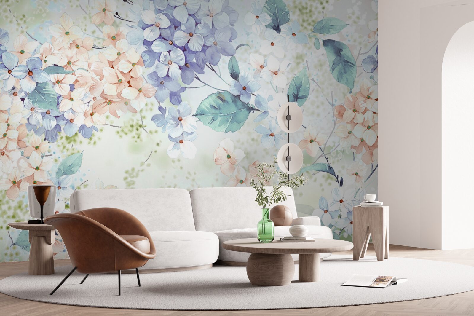 Papier peint les fleurs d'hortensia s'épanouissent avec éclat au printemps