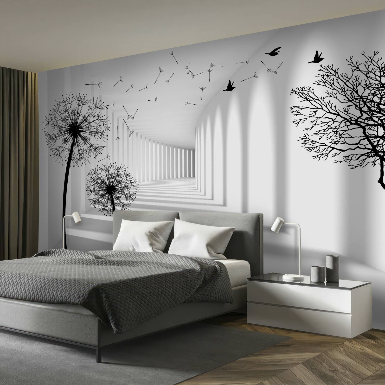 Papier peint chevreuil noir et tunnel