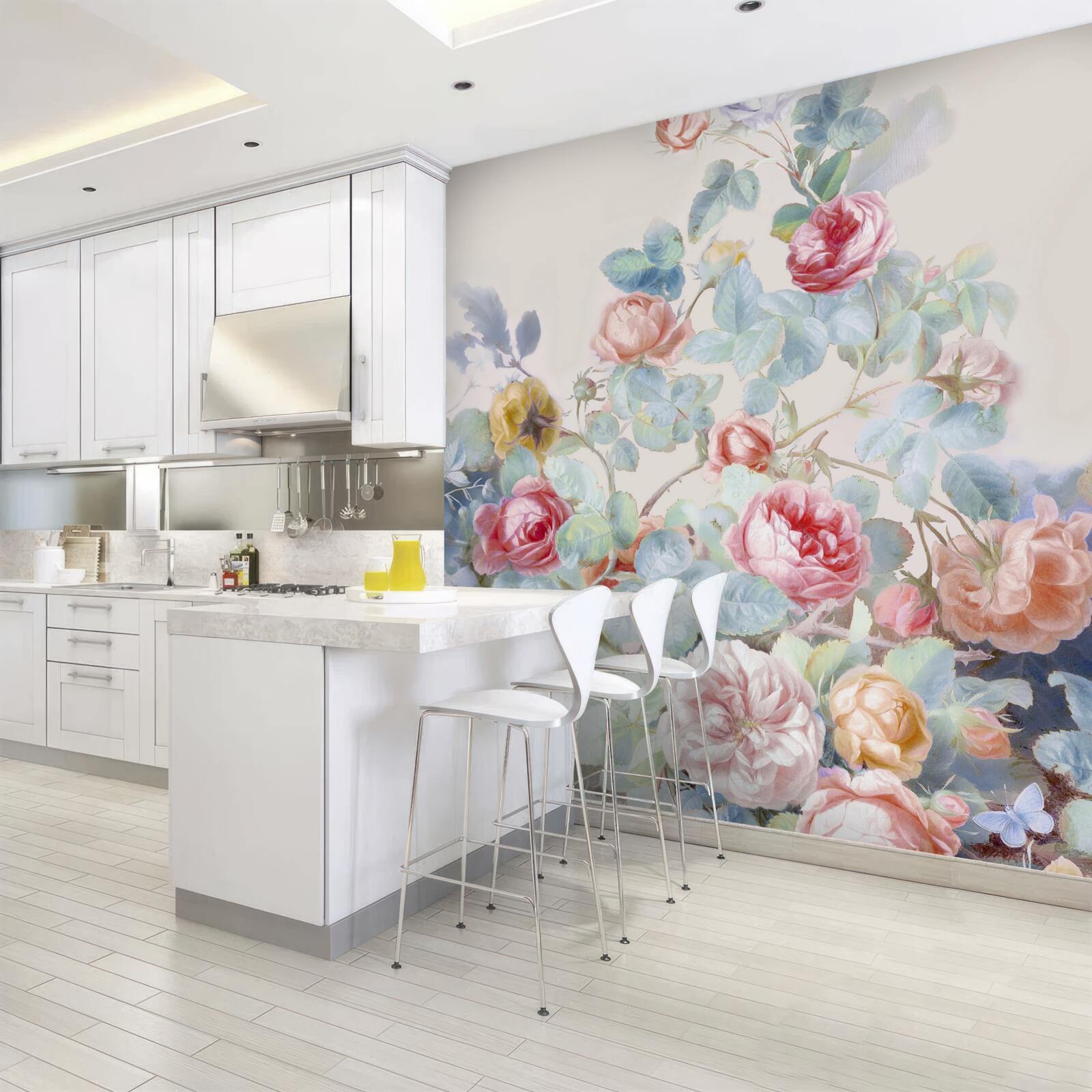 Papier peint boutons de rose peints à l'aquarelle