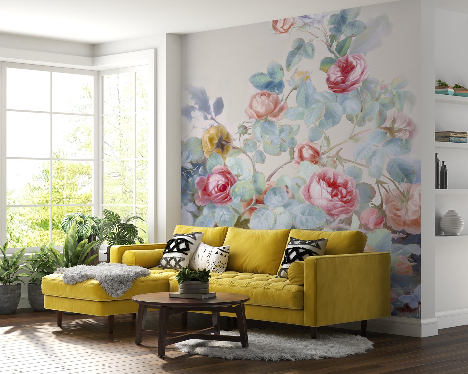 Papier peint boutons de rose peints à l'aquarelle