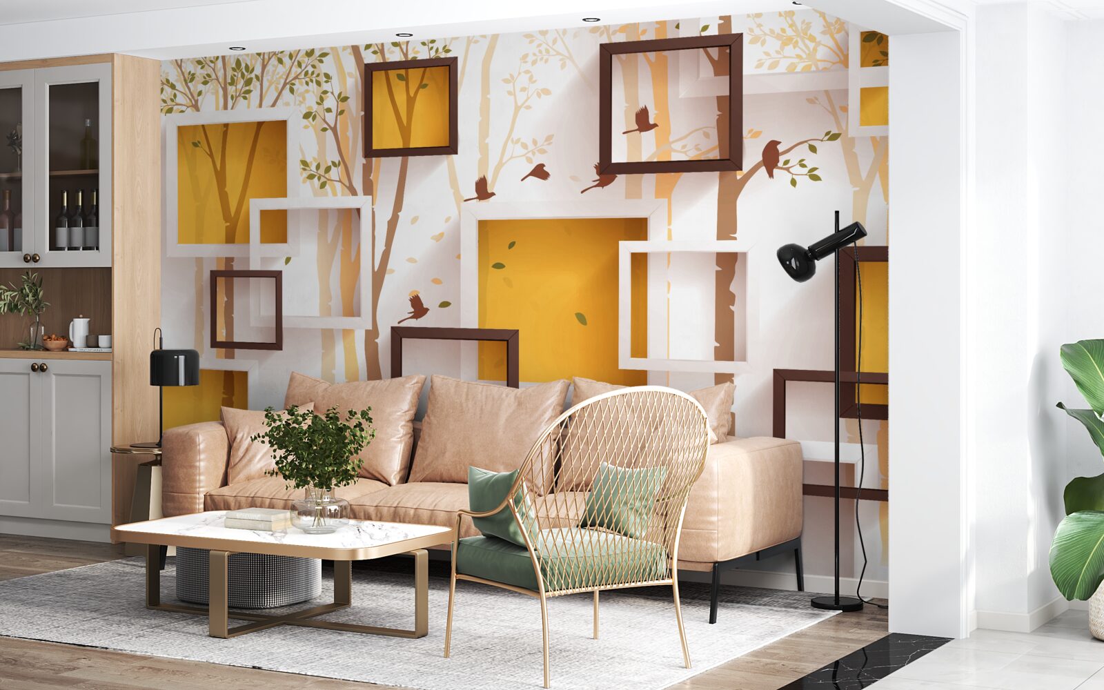 Papier peint abstraction et formes géométriques de l'automne