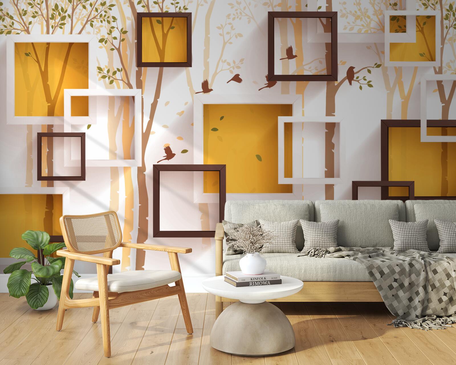 Papier peint abstraction et formes géométriques de l'automne