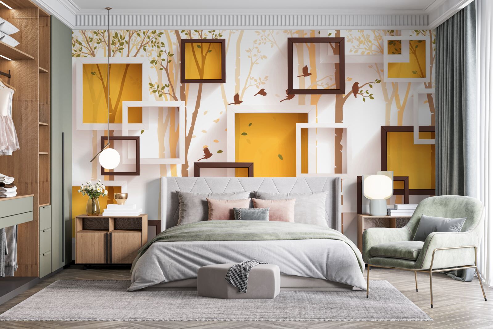 Papier peint abstraction et formes géométriques de l'automne