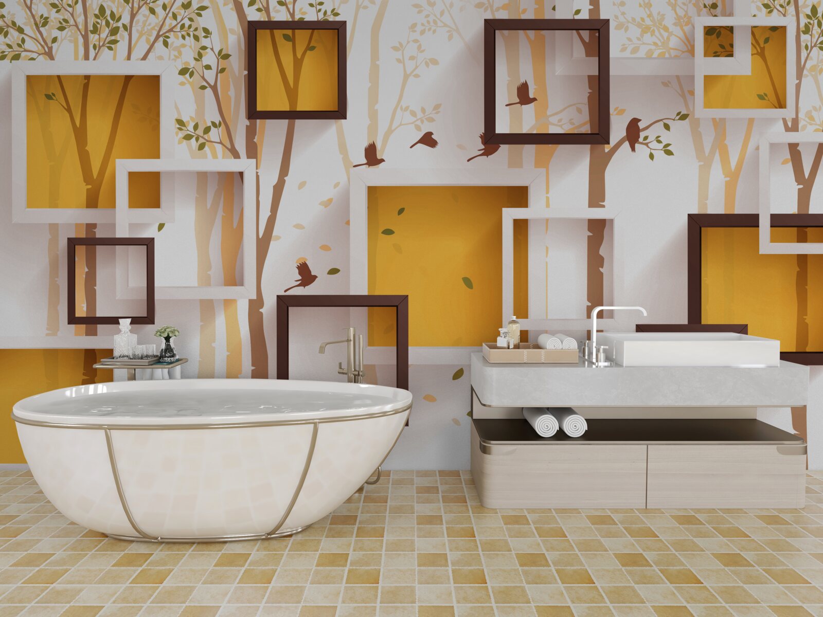 Papier peint abstraction et formes géométriques de l'automne