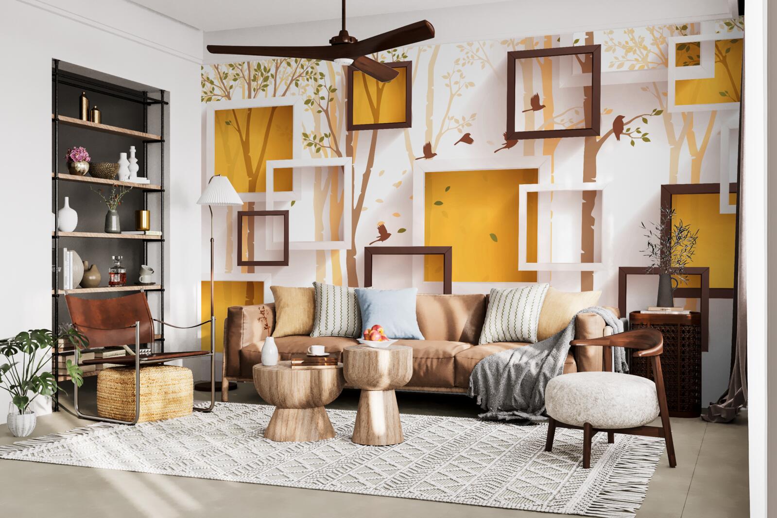 Papier peint abstraction et formes géométriques de l'automne