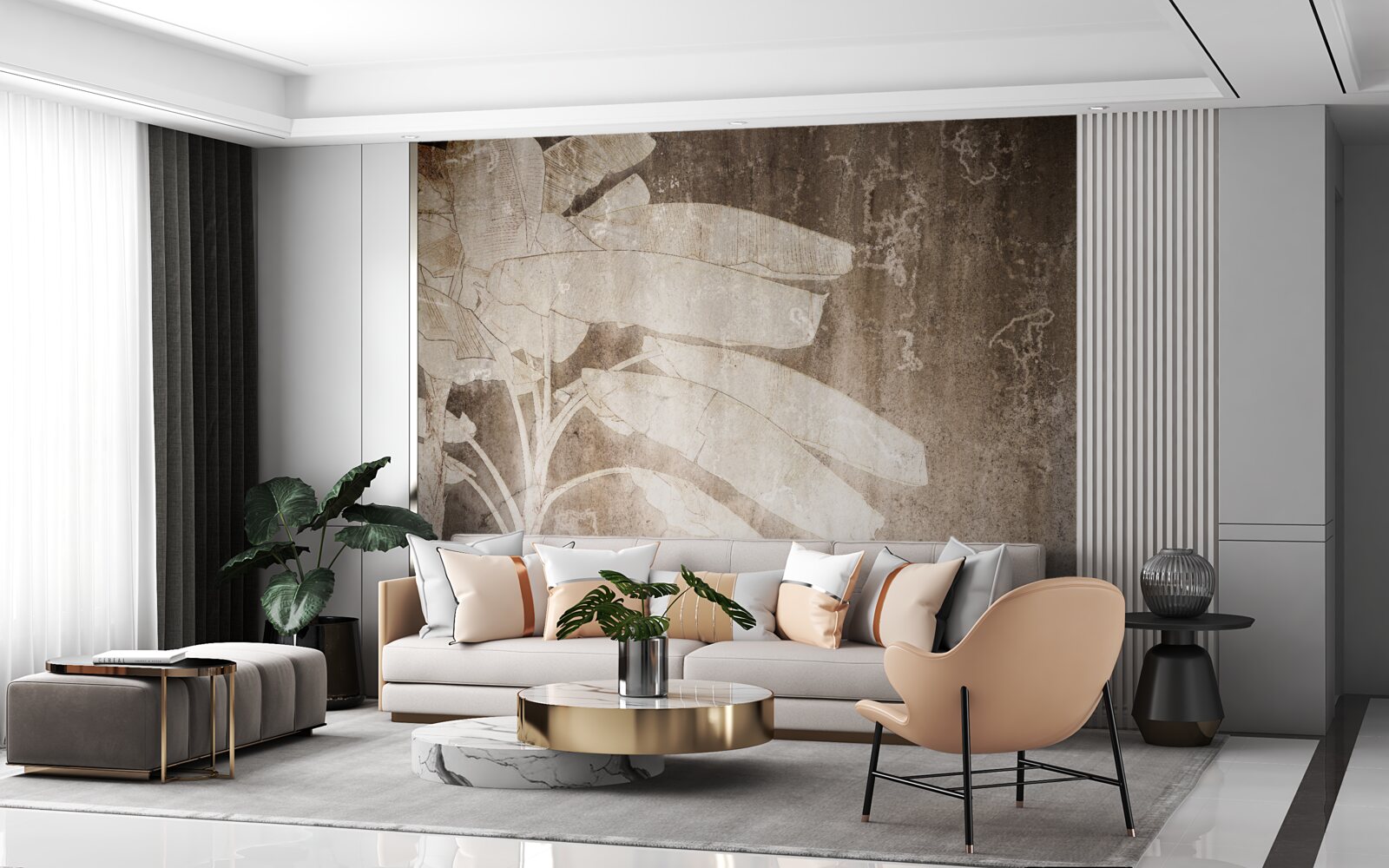 Papier peint un arbre solitaire dans un style abstrait