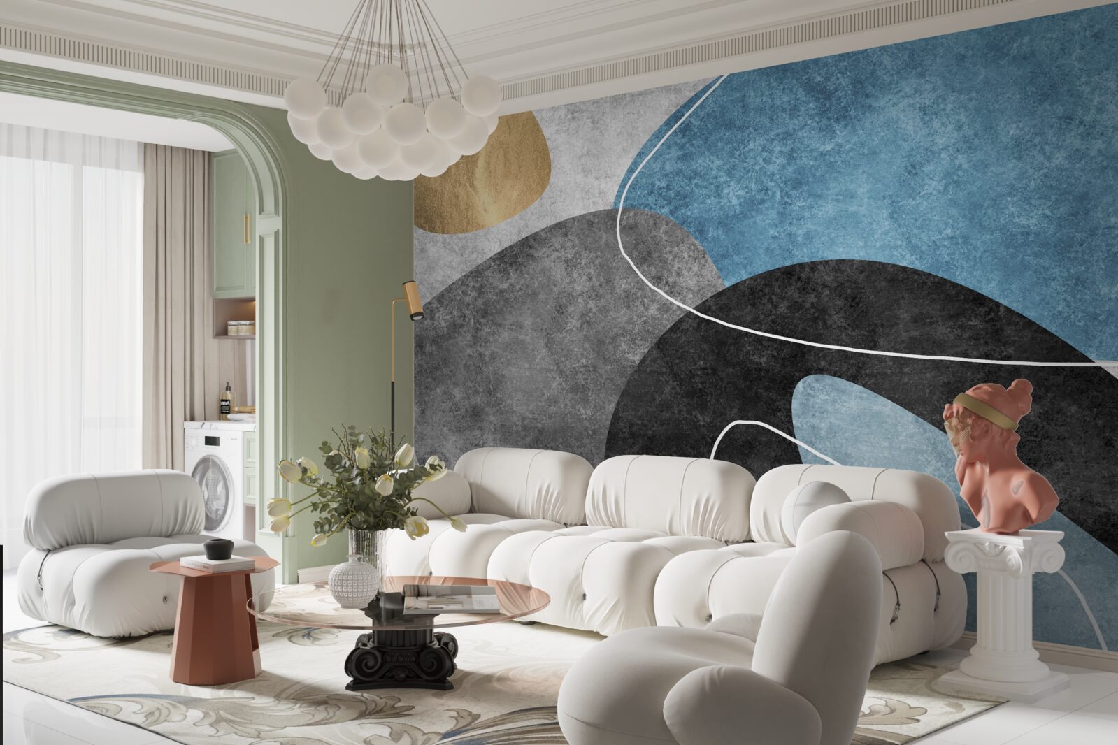 Papier peint tons pastel de marbre