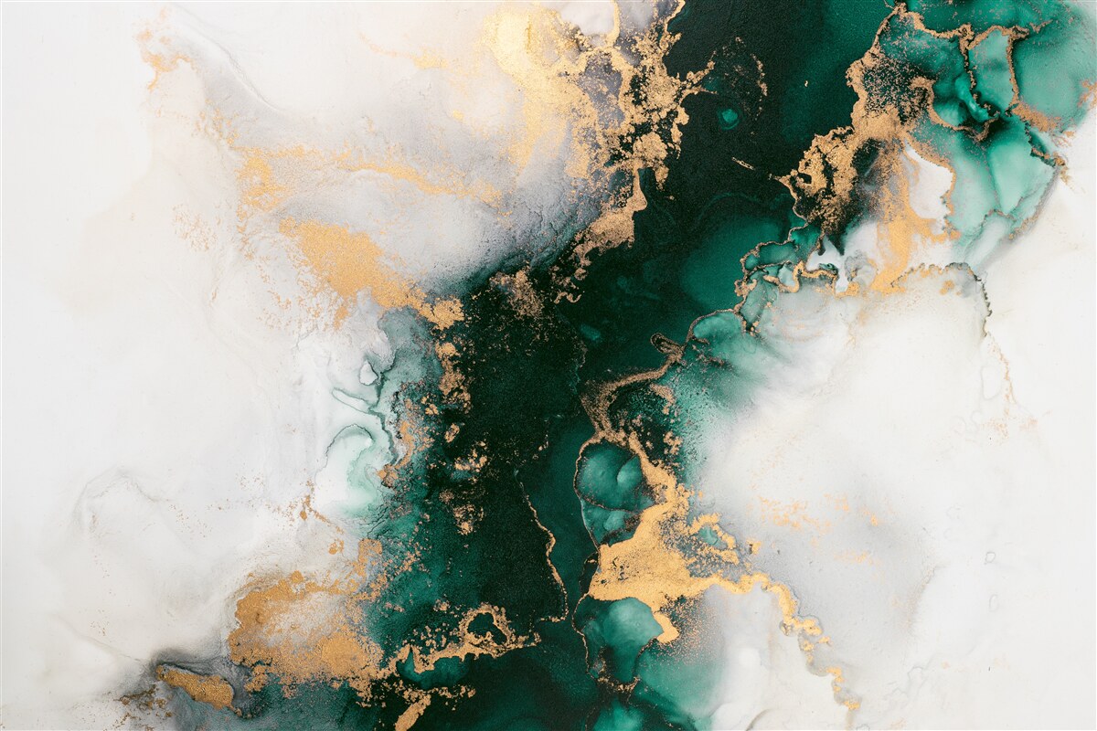 Papier peint marbre blanc avec des nuances de couleur émeraude