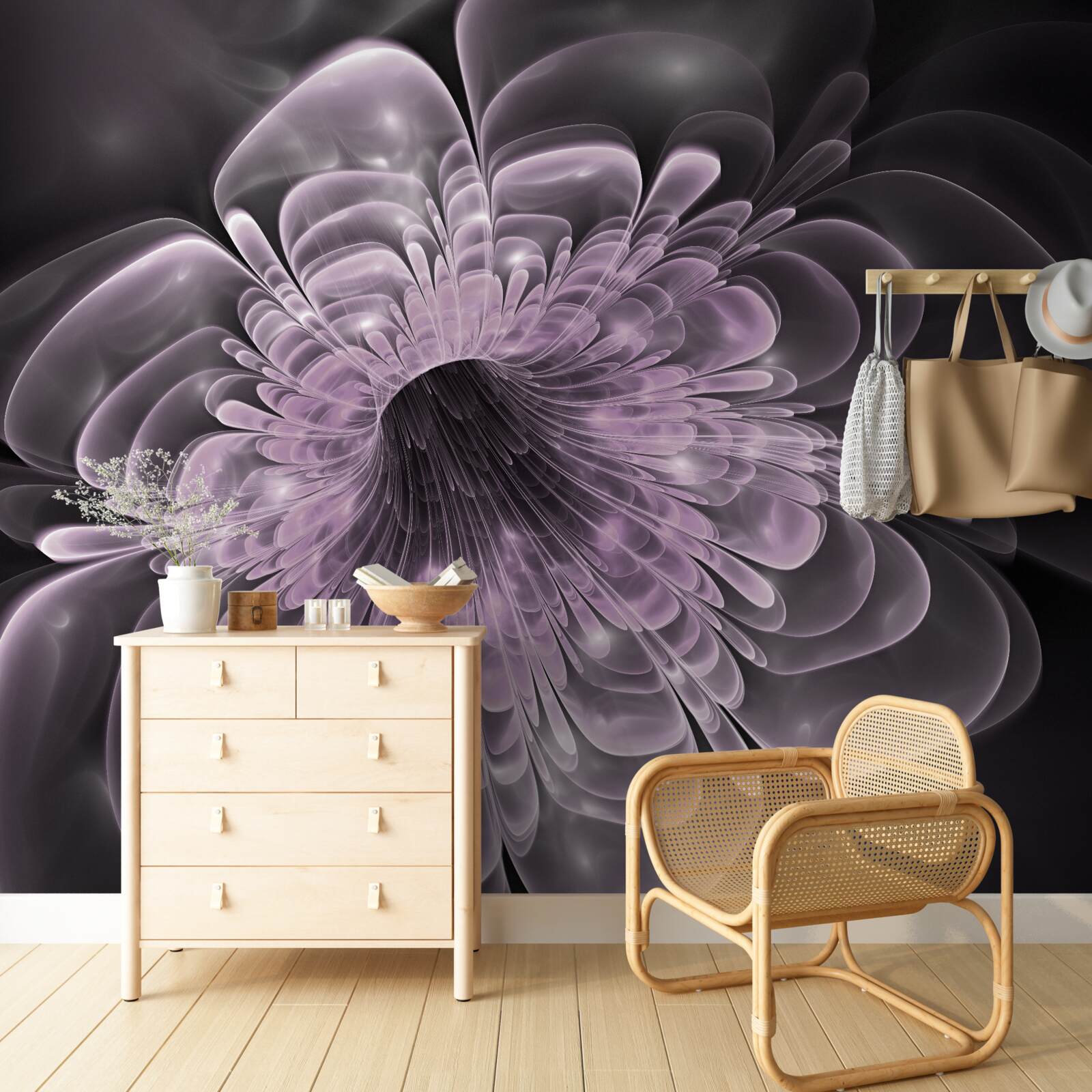 Papier peint bourgeon de fleur en cristal