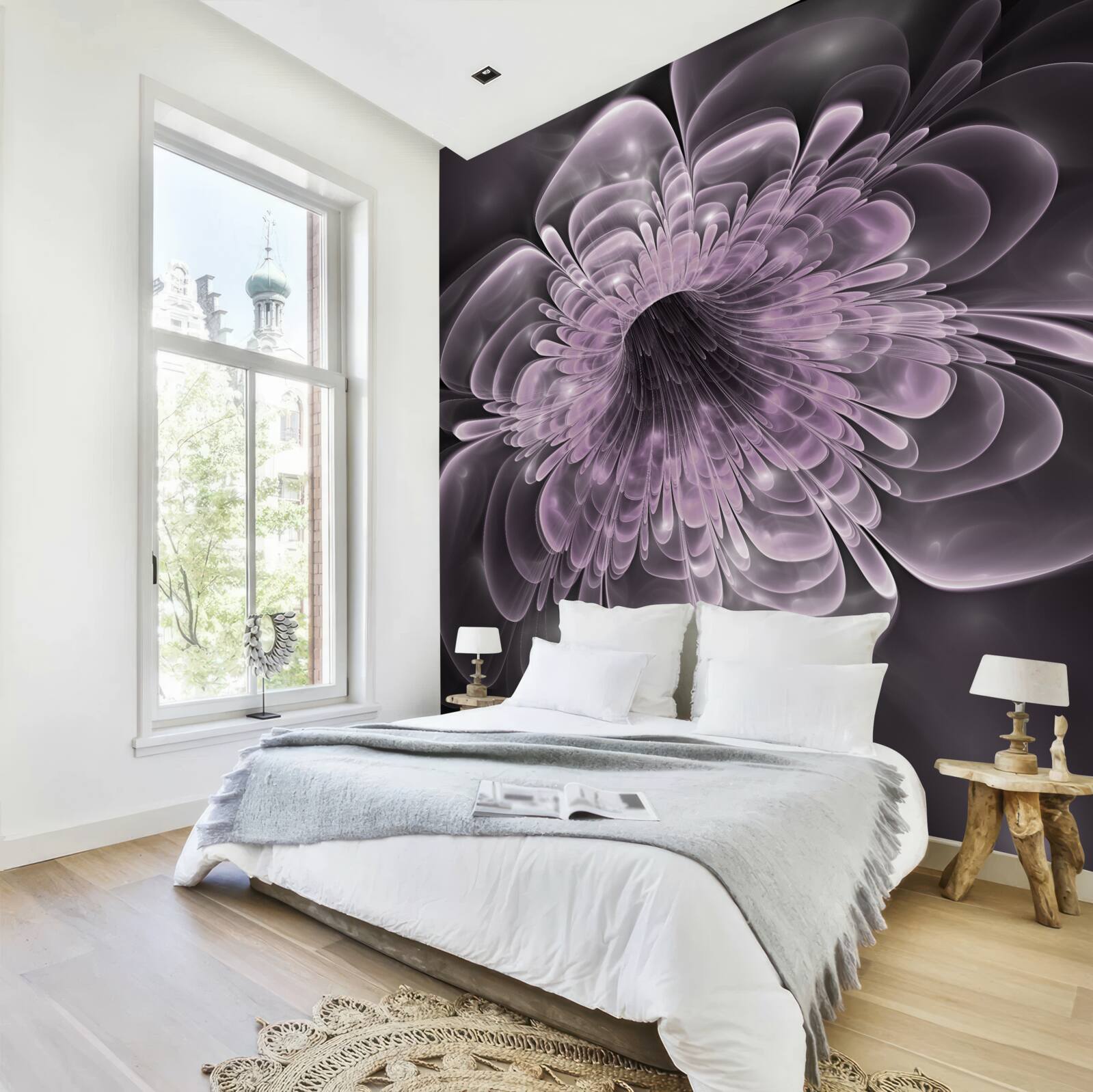 Papier peint bourgeon de fleur en cristal