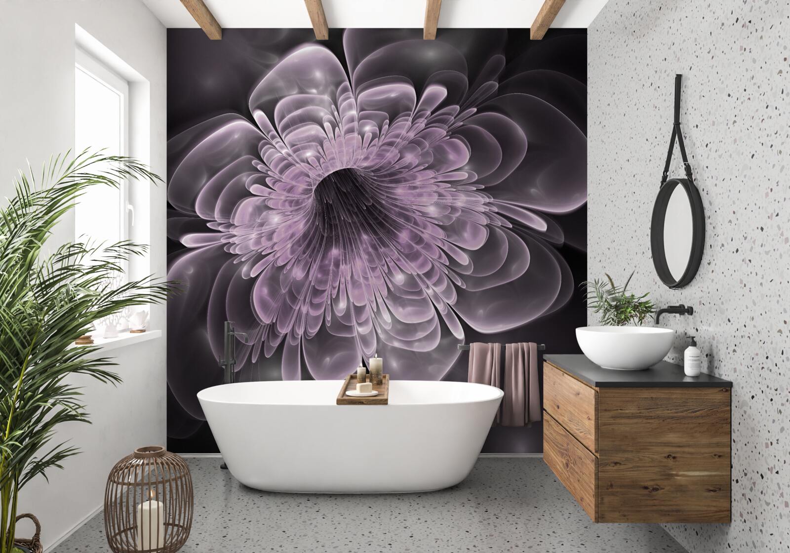 Papier peint bourgeon de fleur en cristal