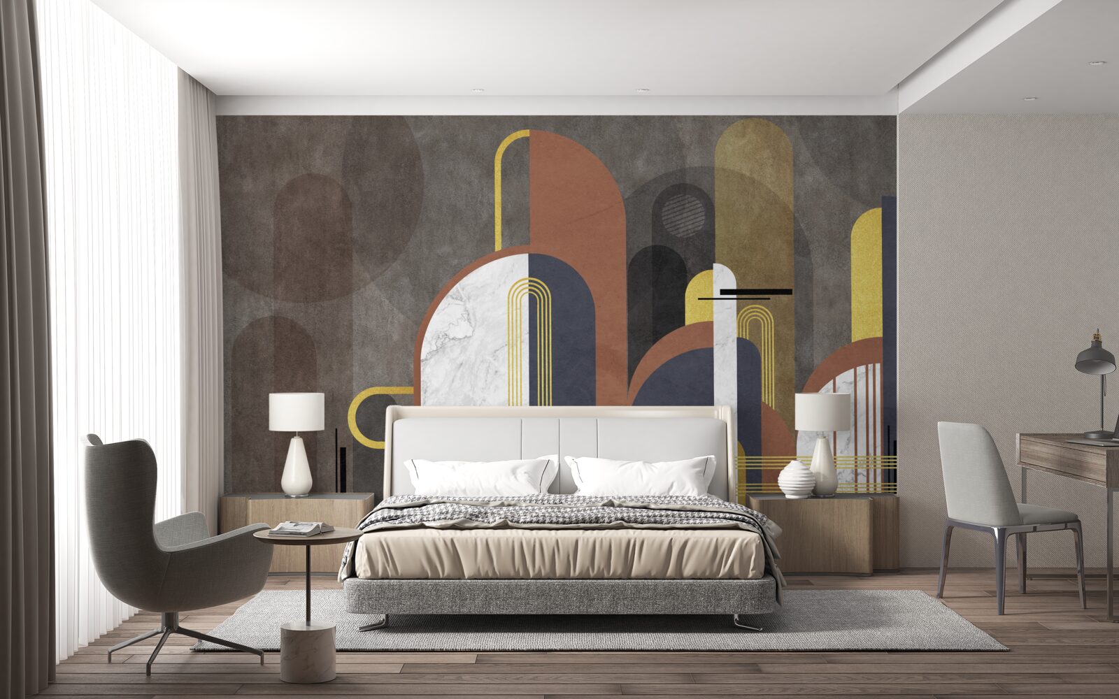 Papier peint l'abstraction sous forme de formes géométriques