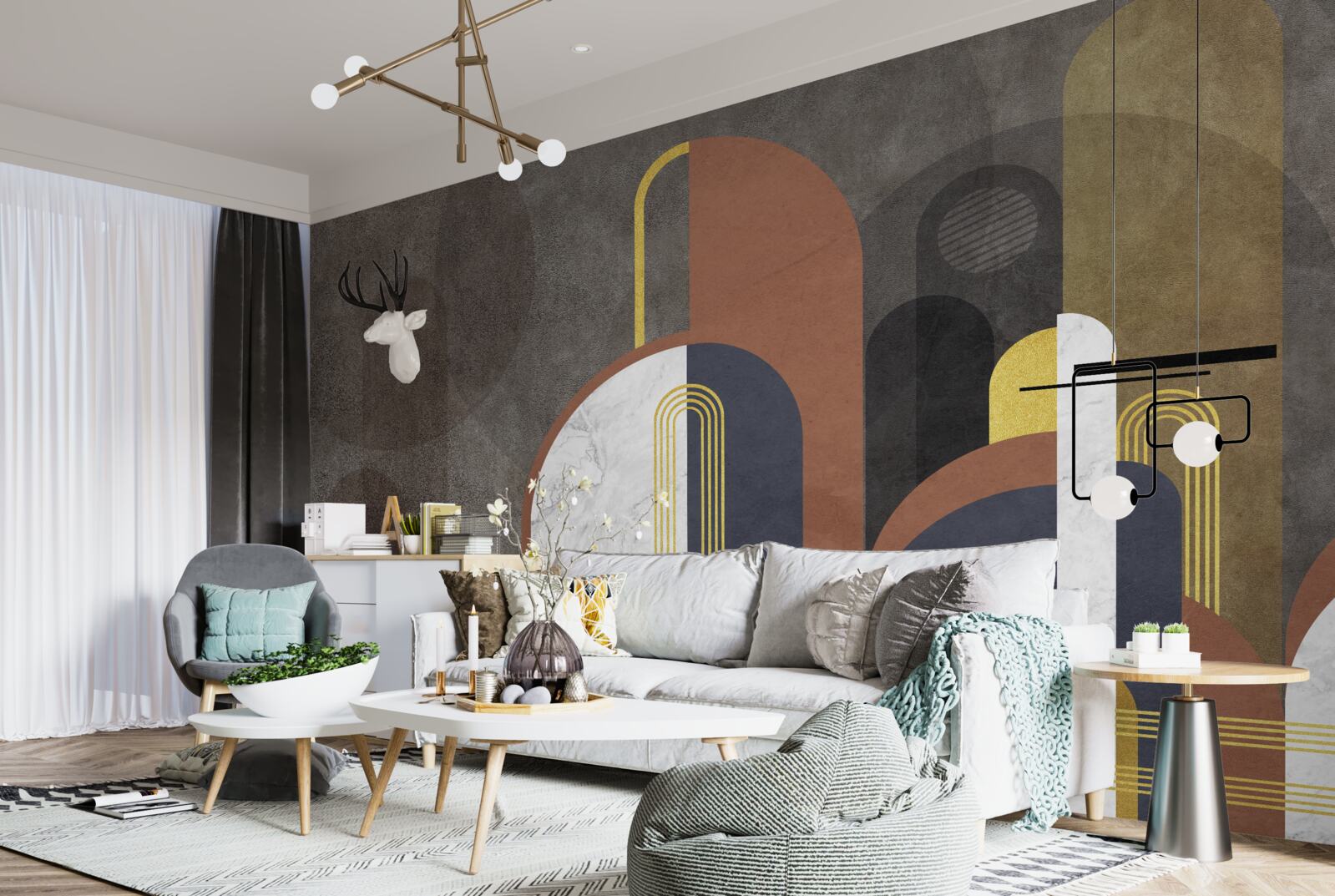 Papier peint l'abstraction sous forme de formes géométriques