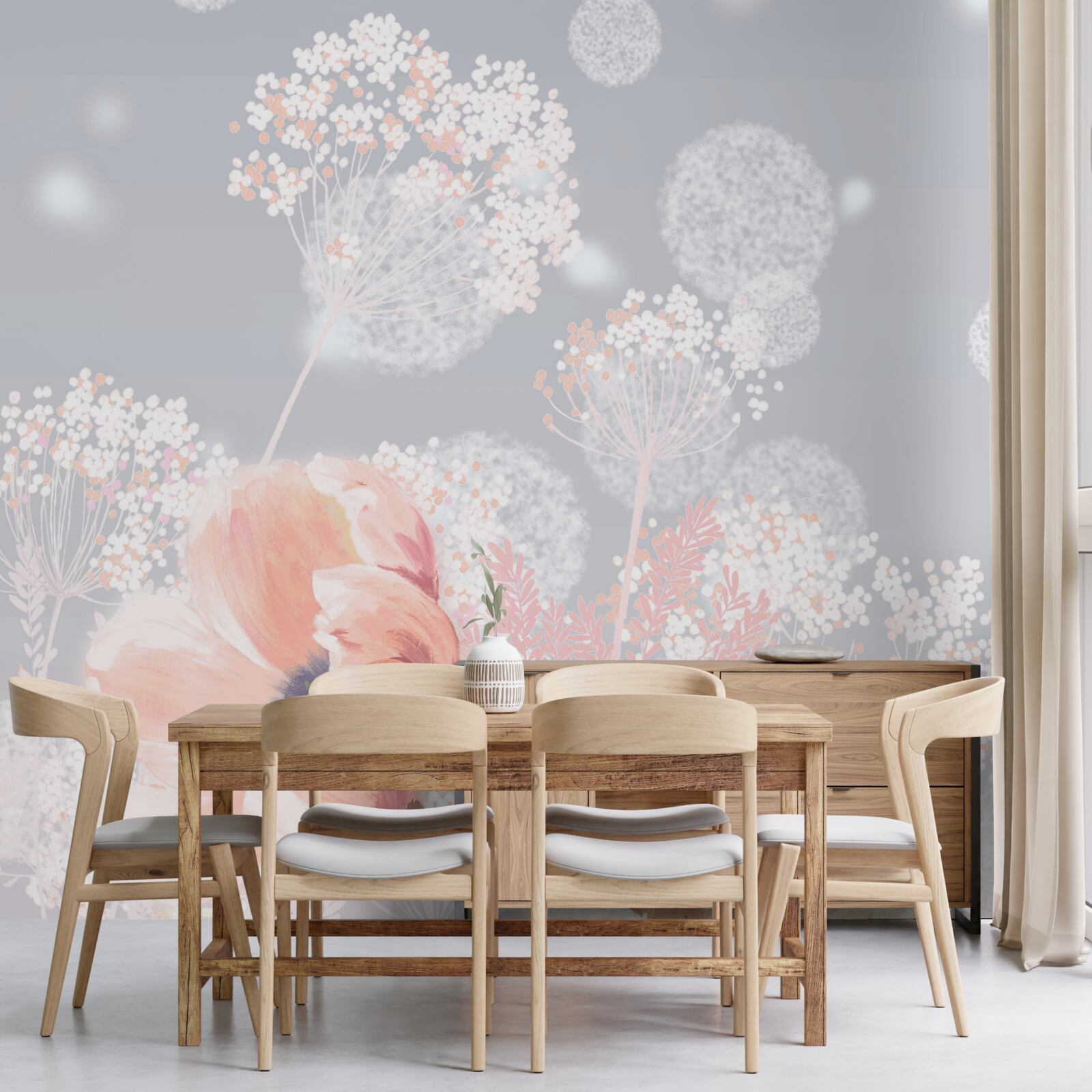 Papier peint fleurs d'été délicates