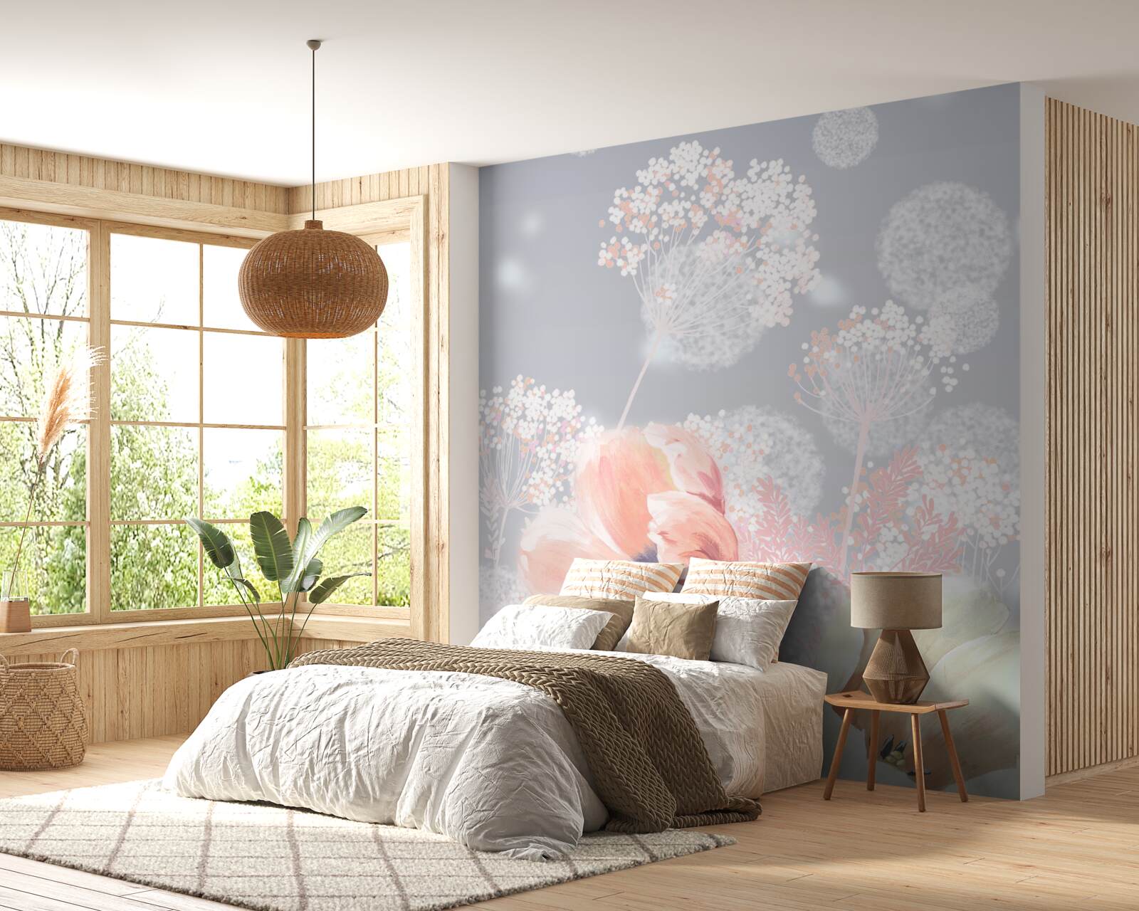 Papier peint fleurs d'été délicates