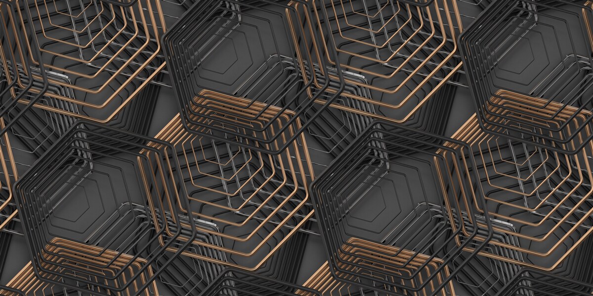 Papier peint pentagones noirs et bruns avec structure en grille