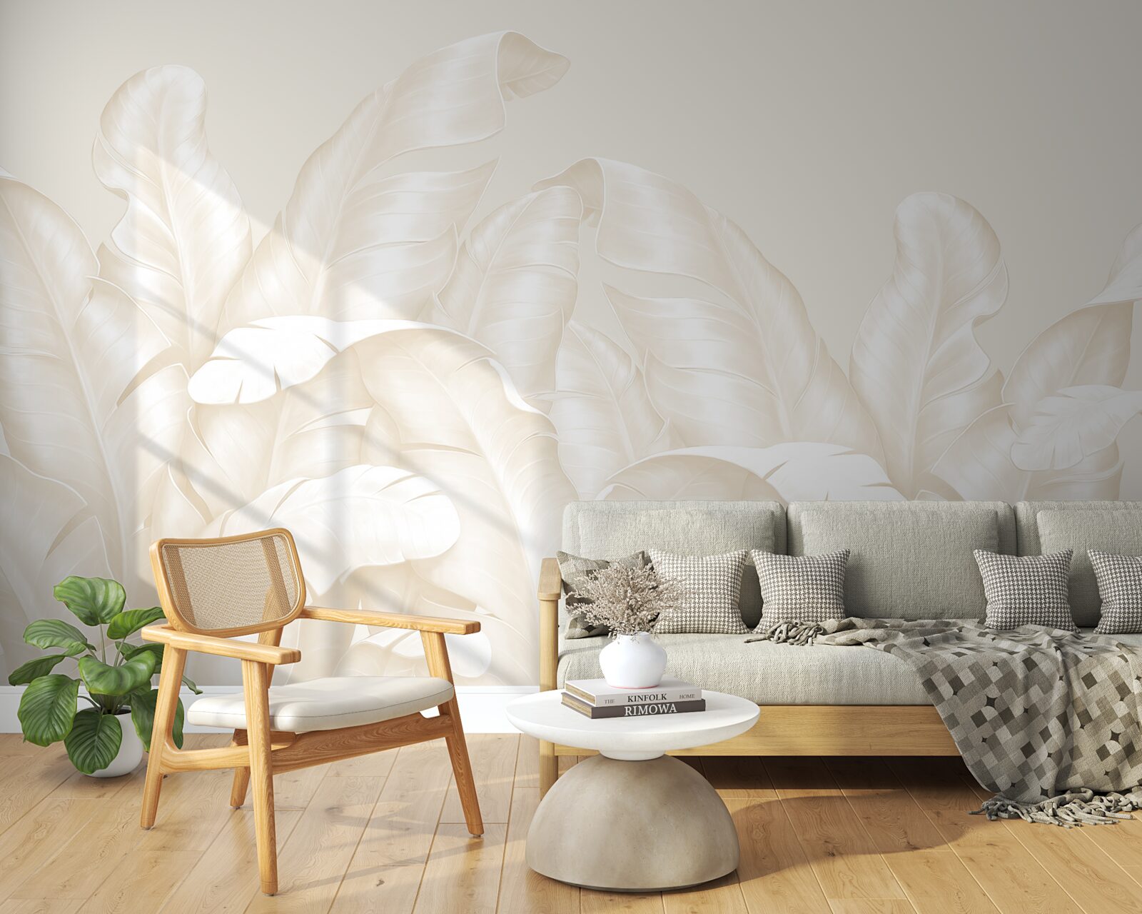 Papier peint feuilles denses de la jungle avec une légère teinte brune