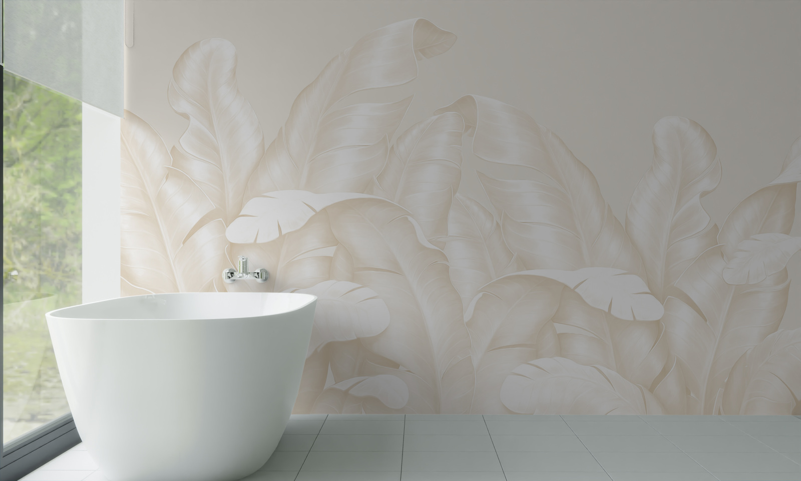 Papier peint feuilles denses de la jungle avec une légère teinte brune