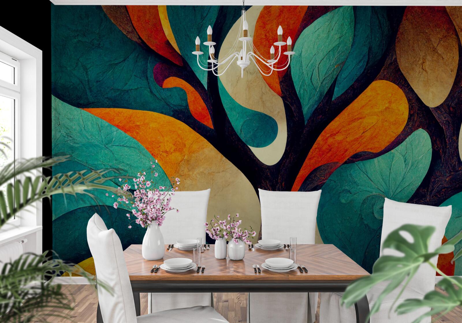 Papier peint abstraction d'un arbre d'automne dans un champ