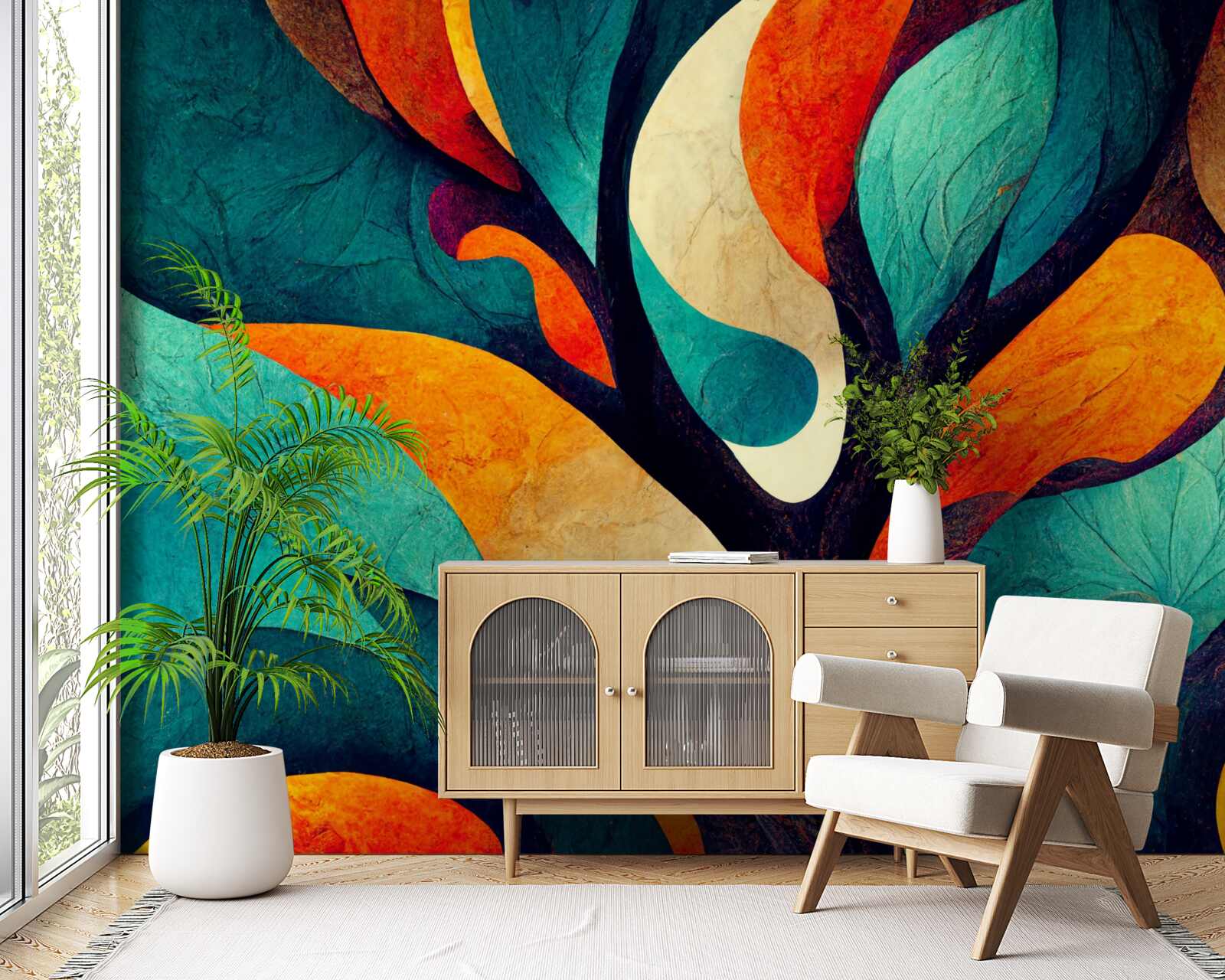 Papier peint abstraction d'un arbre d'automne dans un champ