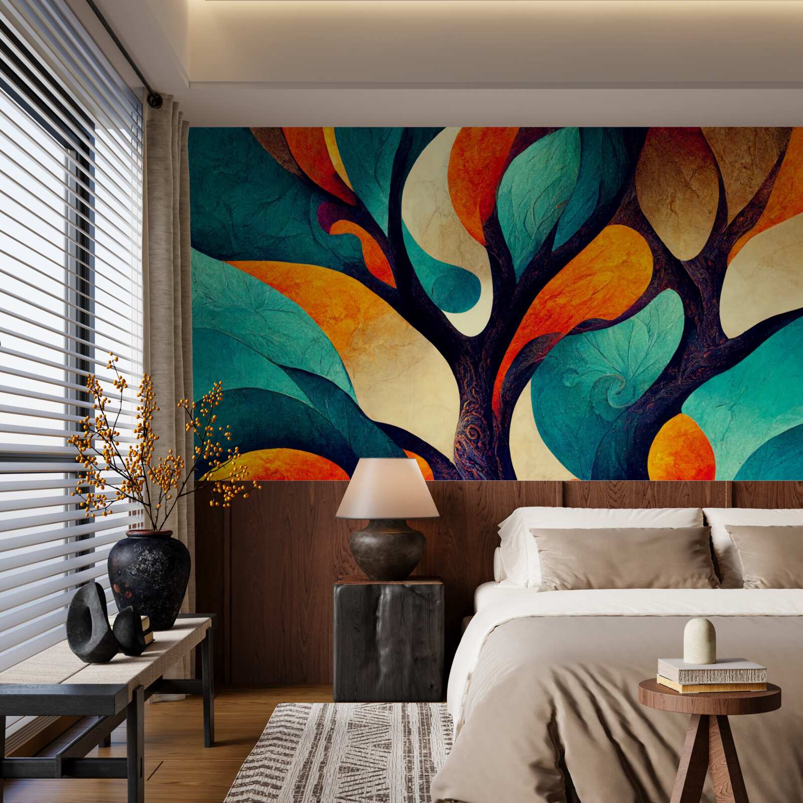 Papier peint abstraction d'un arbre d'automne dans un champ