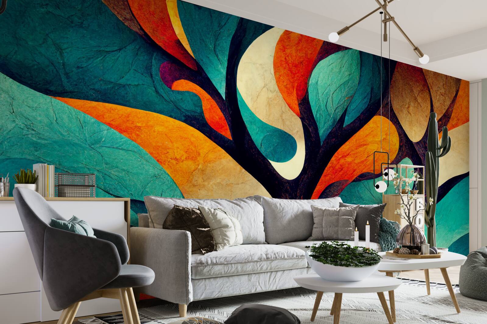 Papier peint abstraction d'un arbre d'automne dans un champ