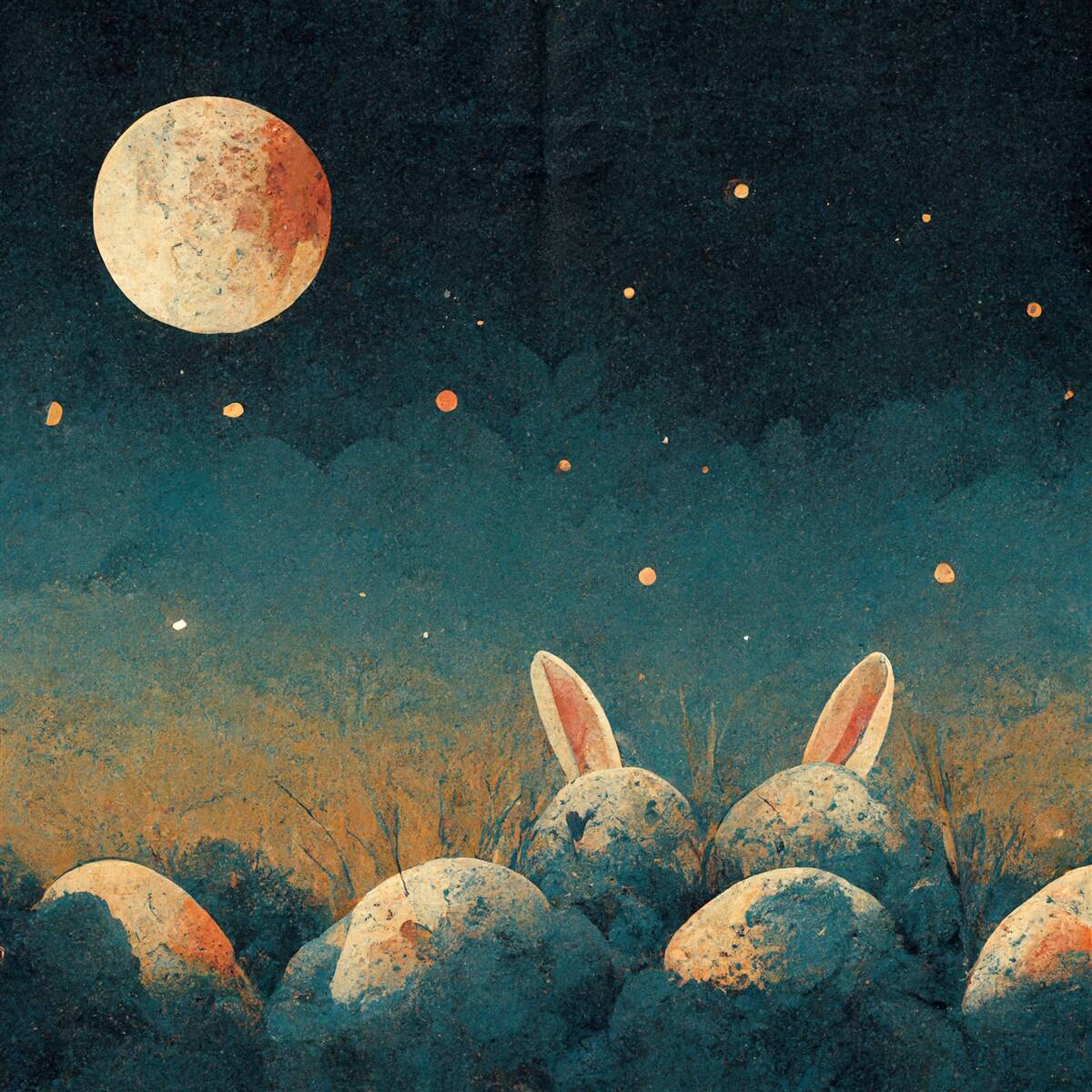 Papier peint dans l'ombre de la nuit et la lumière de la lune