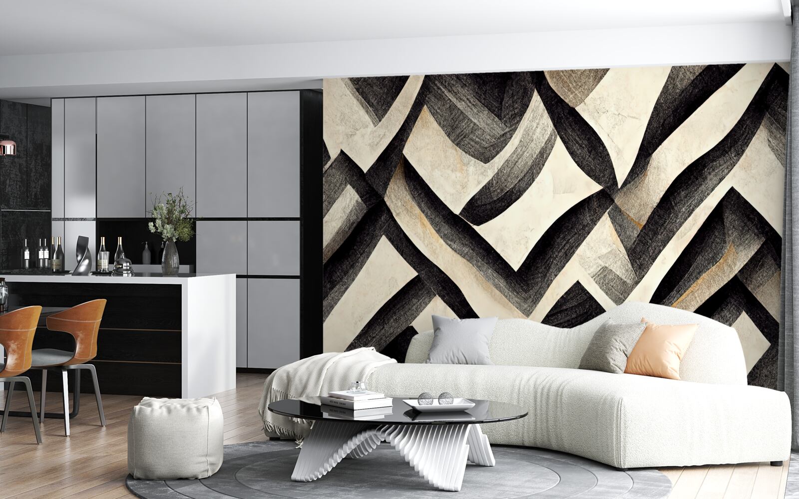 Papier peint montagnes noires enveloppées de brume