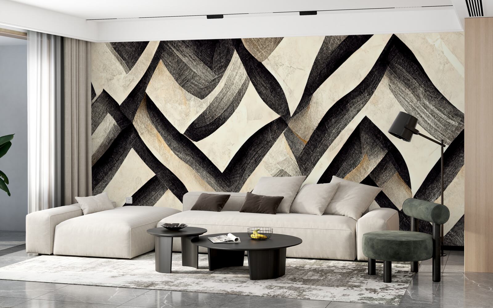 Papier peint montagnes noires enveloppées de brume