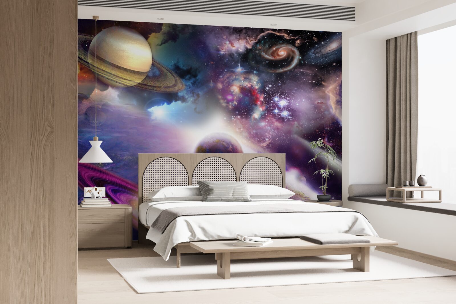 Papier peint l'espace est infini et plein de planètes lumineuses