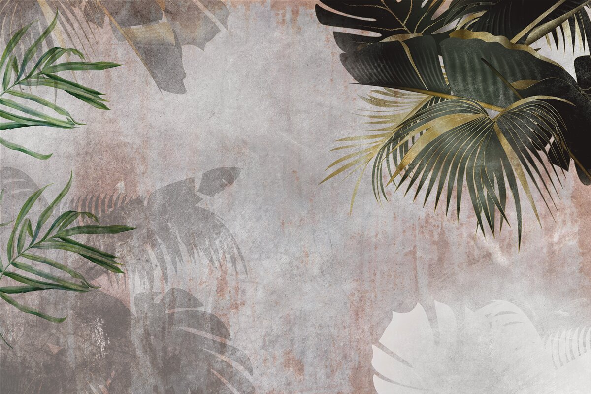 Papier peint couverture brumeuse de la jungle enveloppée de feuilles